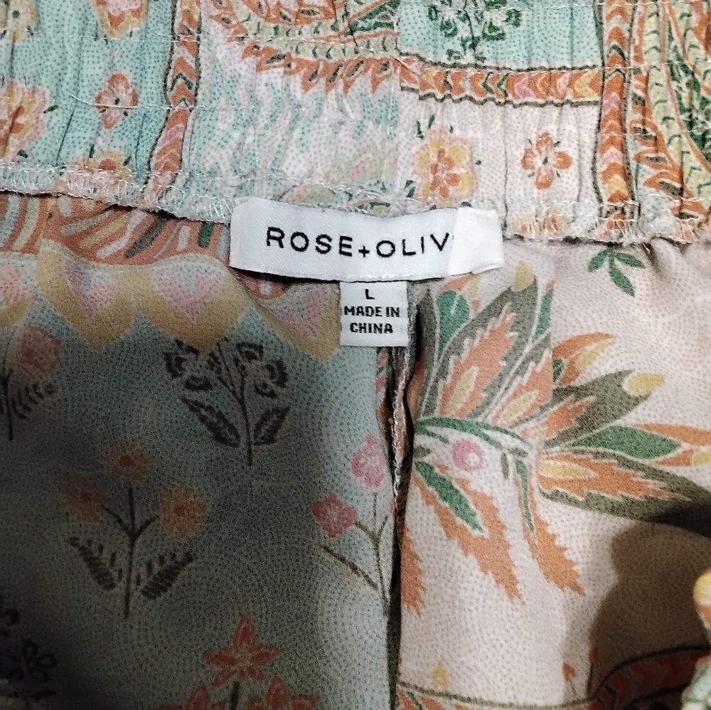 Rose & Olive Floral Paisley Pants - Pastel Mix - Picture 3 of 5